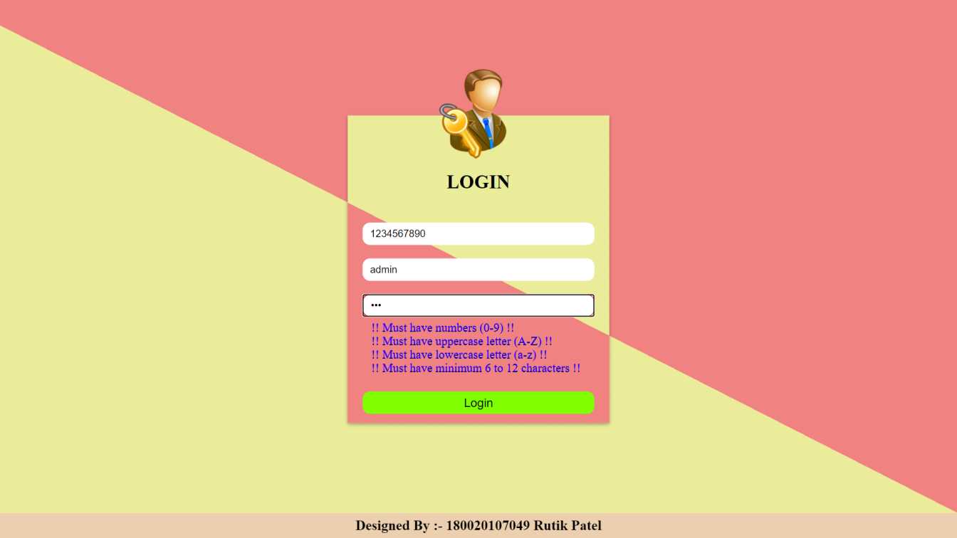 Login Form Validation